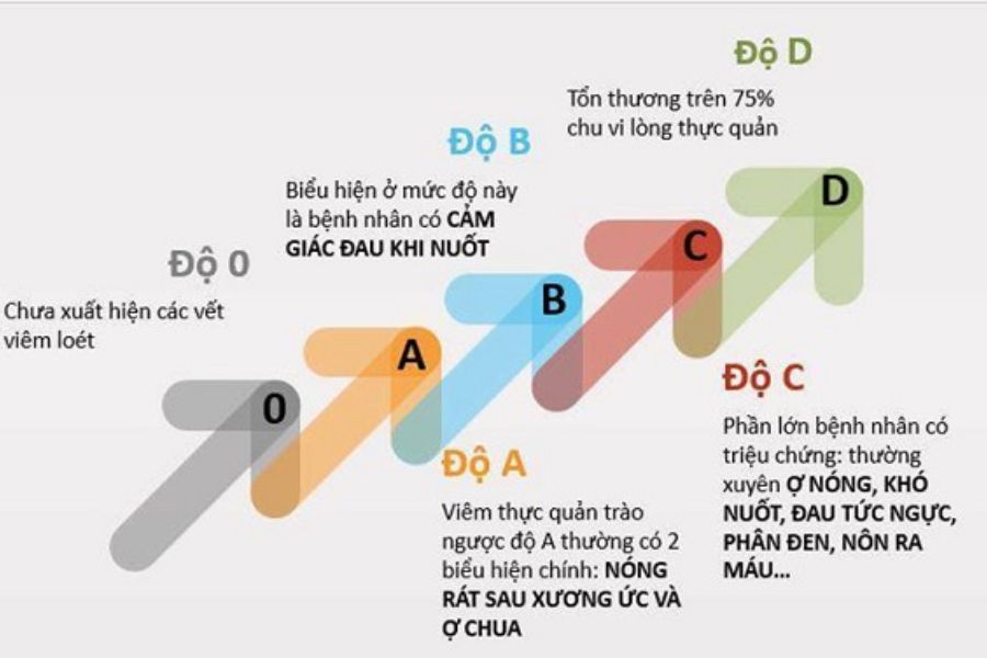 Các cấp độ phổ biến nhất của bệnh trào ngược dạ dày