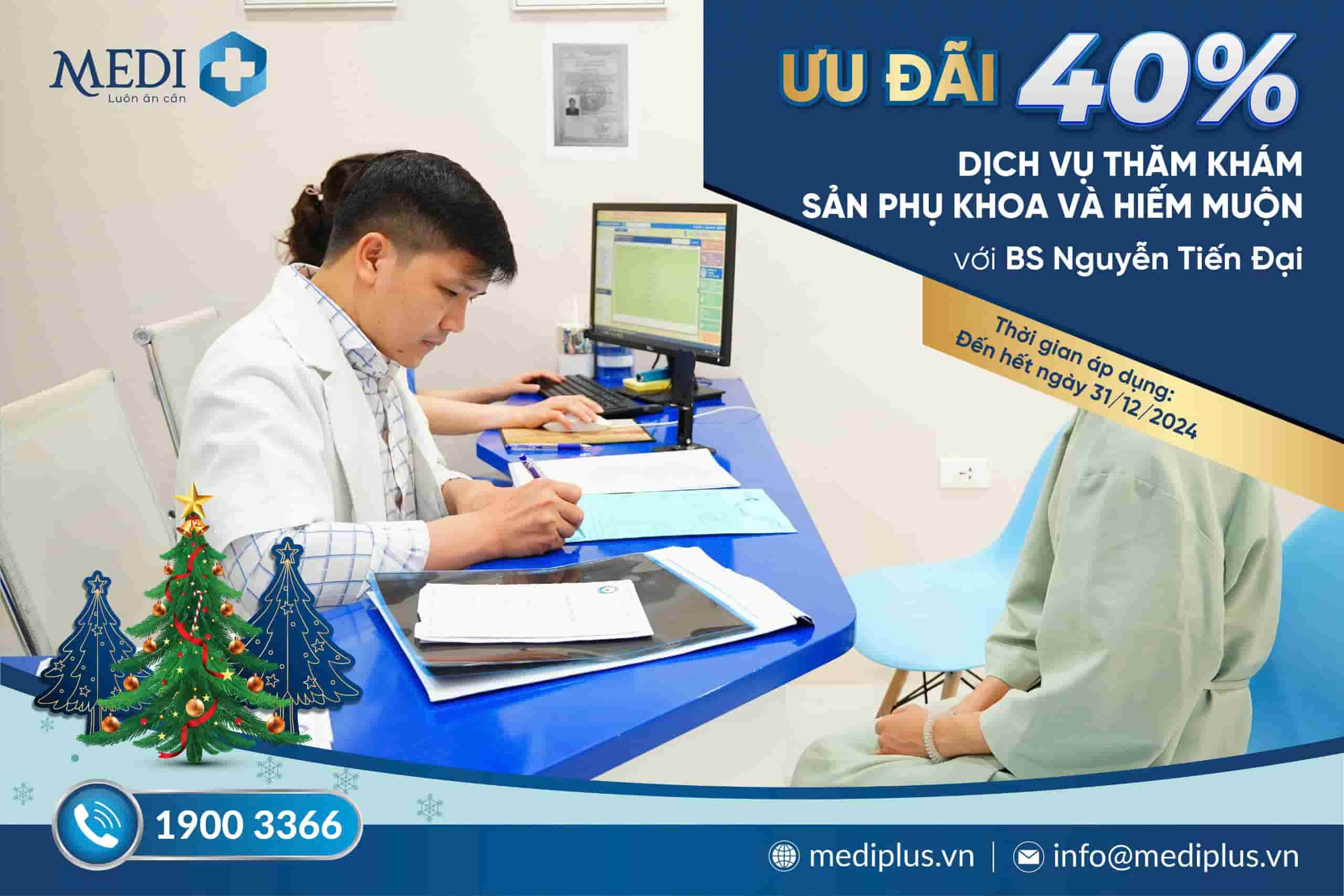 𝐆𝐈Ả𝐌 𝟒𝟎% dịch vụ thăm khám Sản phụ khoa, hiếm muộn với Bác sĩ Nguyễn Tiến Đại.