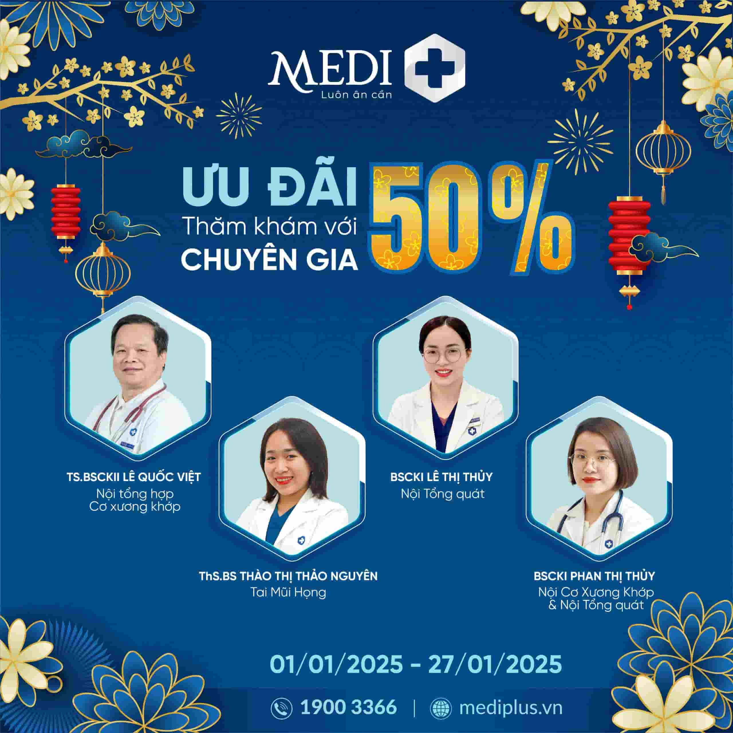 Giảm 50% thăm khám với chuyên gia Cơ xương khớp, tai mũi họng tại Mediplus